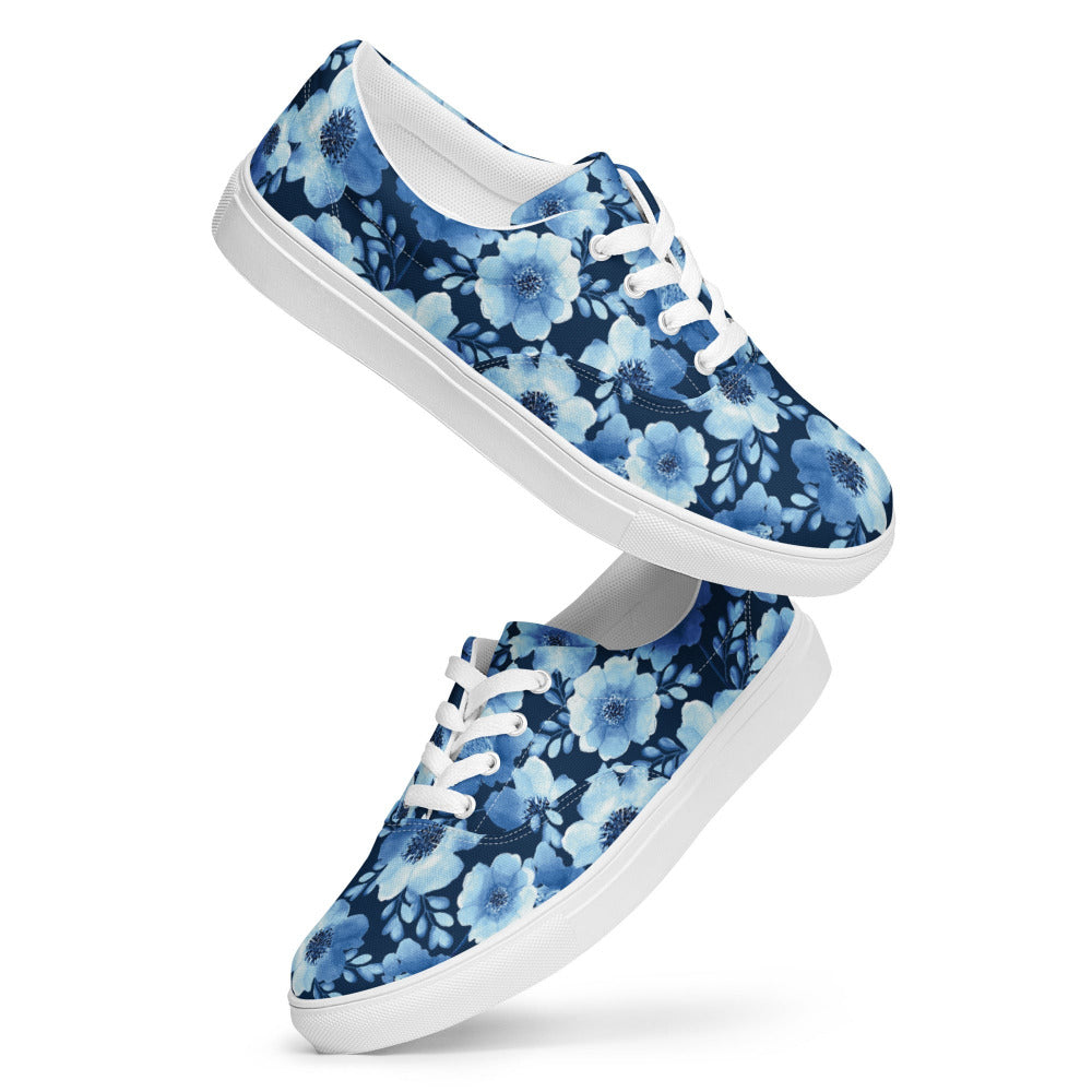 True Blue Floral Women's Sneakers - https://ascensionemporium.net